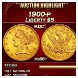 1900-p Gold Liberty Half Eagle $5 ms66+ SEGS
