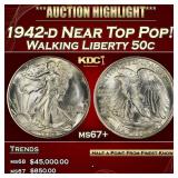 1942-d Walking Liberty Half Dollar Near Top Pop! 5
