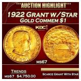 1922 Grant w/Star Gold Commem Dollar 1 ms67 SEGS