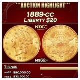 1889-cc Gold Liberty Double Eagle $20 ms62+ SEGS