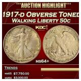 1917-d Obverse Walking Liberty Half Dollar Toned 5
