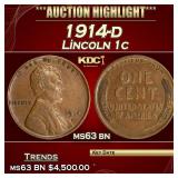 1914-d Lincoln Cent 1c ms63 bn USCG