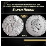 2022 Star Wars Darth Vader 1oz .999 Silver $2 New