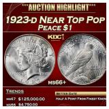 1923-d Peace Dollar Near Top Pop $1 ms66+ SEGS