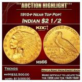 1910-p Gold Indian Quarter Eagle Near Top Pop! $2