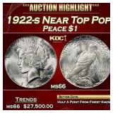 1922-s Peace Dollar Near Top Pop $1 ms66 SEGS