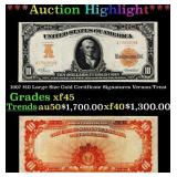 1907 $10 Large Size Gold Certificate Grades xf+ Si