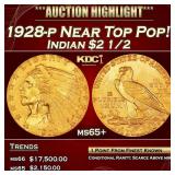 1928-p Gold Indian Quarter Eagle Near Top Pop! $2