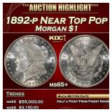 1892-p Morgan Dollar Near Top Pop $1 ms65+ SEGS