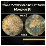 PCGS 1878-p 7/8tf Morgan Dollar Colorfully Toned $