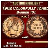 1902 Proof Barber Dime Colorfully Toned 10c pr66 S