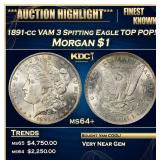 1891-cc VAM 3 Spitting Eagle Morgan Dollar TOP POP