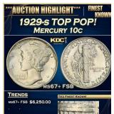 1929-s Mercury Dime TOP POP! 10c ms67+ FSB SEGS
