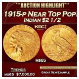 1915-p Gold Indian Quarter Eagle Near Top Pop! $2