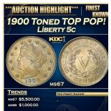 1900 Liberty Nickel Toned TOP POP! 5c ms67 SEGS