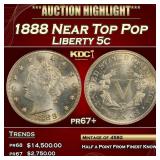 1888 Proof Liberty Nickel Near Top Pop 5c pr67+ SE