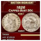 1826 Capped Bust Half Dollar 50c ms64+ SEGS