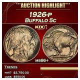 1926-p Buffalo Nickel 5c ms66+ SEGS