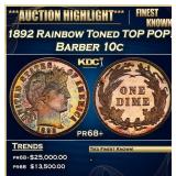 1892 Proof Barber Dime Rainbow Toned TOP POP! 10c