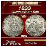 1833 Capped Bust Half Dollar 50c ms65 SEGS