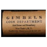 NY- 20 Unc GIMBLES Peace Dollar $1 Roll A Level