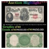 1907 $5 Large Size Legal Tender Note "WoodChopper"