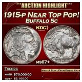 1915-p Buffalo Nickel Near Top Pop! 5c ms67+ SEGS