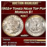 1902-p Morgan Dollar Toned Near Top Pop! $1 ms66+
