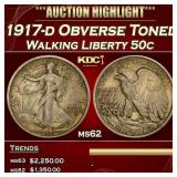 1917-d Obverse Walking Liberty Half Dollar Toned 5