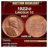 1922-d Lincoln Cent 1c ms66 rb SEGS