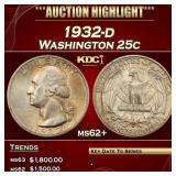 1932-d Washington Quarter 25c ms62+ USCG