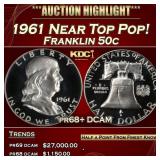 1961 Proof Franklin Half Dollar Near Top Pop! 50c