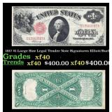 1917 $1 Large Size Legal Tender Note Grades xf40 S