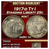 1917-d Ty I Standing Liberty Quarter 25c ms66+ fh