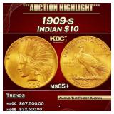 1909-s Gold Indian Eagle $10 ms65+ SEGS