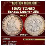 1883 Proof Seated Liberty Quarter Toned 25c pr65+