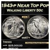 1943-p Walking Liberty Half Dollar Near Top Pop! 5