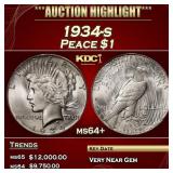 1934-s Peace Dollar $1 ms64+ USCG