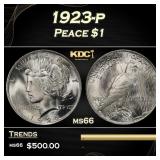 1923-p Peace Dollar $1 Grades ms66