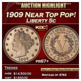1909 Proof Liberty Nickel Near Top Pop! 5c pr67+ S
