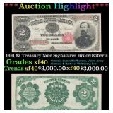 1891 $2 Treasury Note Grades xf40 Signatures Bruce