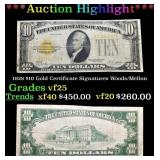 1928 $10 Gold Certificate Signatures Woods/Mellon