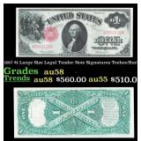 1917 $1 Large Size Legal Tender Note Grades au58 S