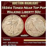 1934-s Walking Liberty Half Dollar Toned Near Top