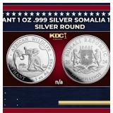 2024 Elephant 1 oz .999 Silver Somalia 100 Shillin