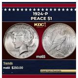 1924-p Peace Dollar $1 Grades ms65
