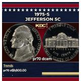 1975-s Proof Jefferson Nickel 5c pr70 dcam SEGS