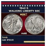 1942-s Walking Liberty Half Dollar 50c Grades ms66