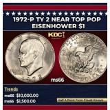 1972-p Ty 2 Eisenhower Dollar Near Top Pop $1 ms66