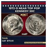 1972-d Kennedy Half Dollar Near Top Pop 50c ms67 S